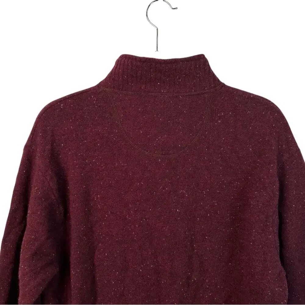 Woolrich Burgundy Speckled 1/4 Zip Pullover Sweater XL Cabincore Outdoor
